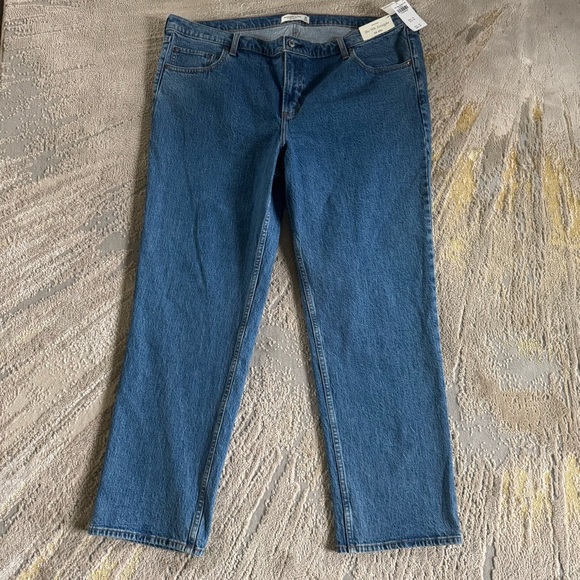 Abercrombie jeans 90s straight leg mid rise Size 35 / 20 new with tags - Picture 2 of 15